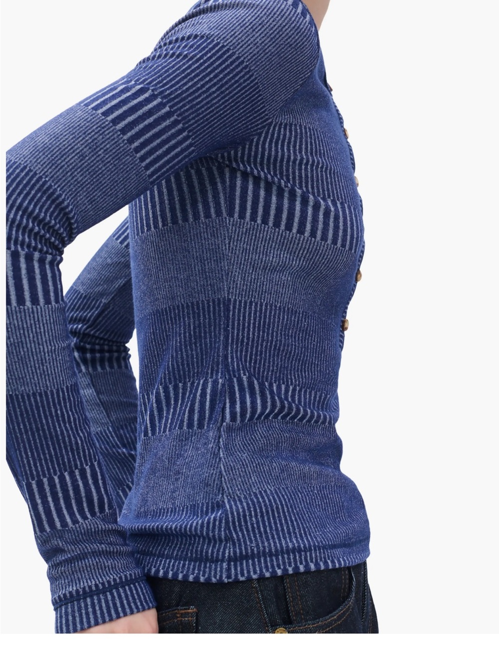 New rag & bone The Knit Two Tone Henley Tee Top - Picture 9 of 13